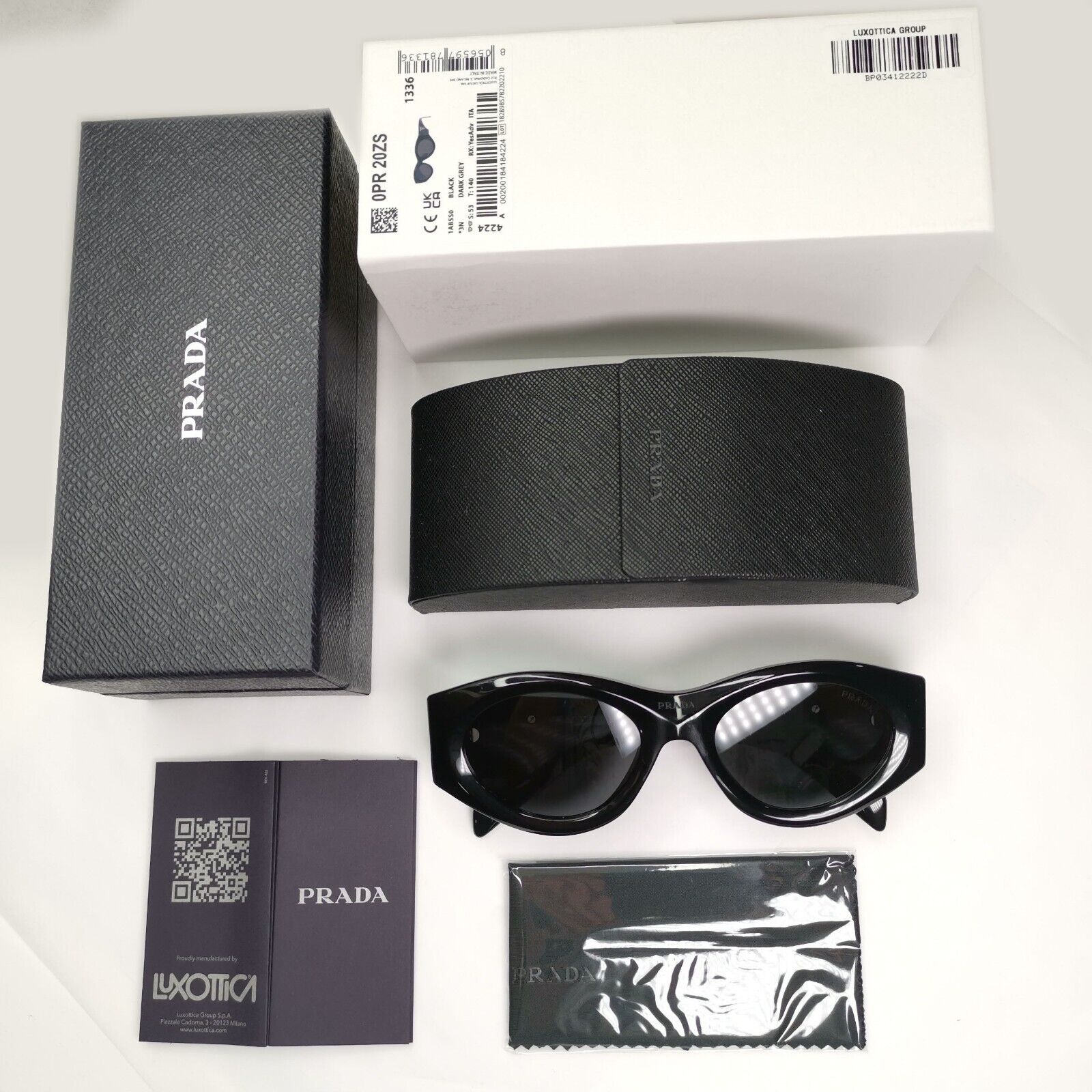Prada Triangle Sunglasses Black Symbole Square PR20ZS SPR 20Z 1AB-5S0