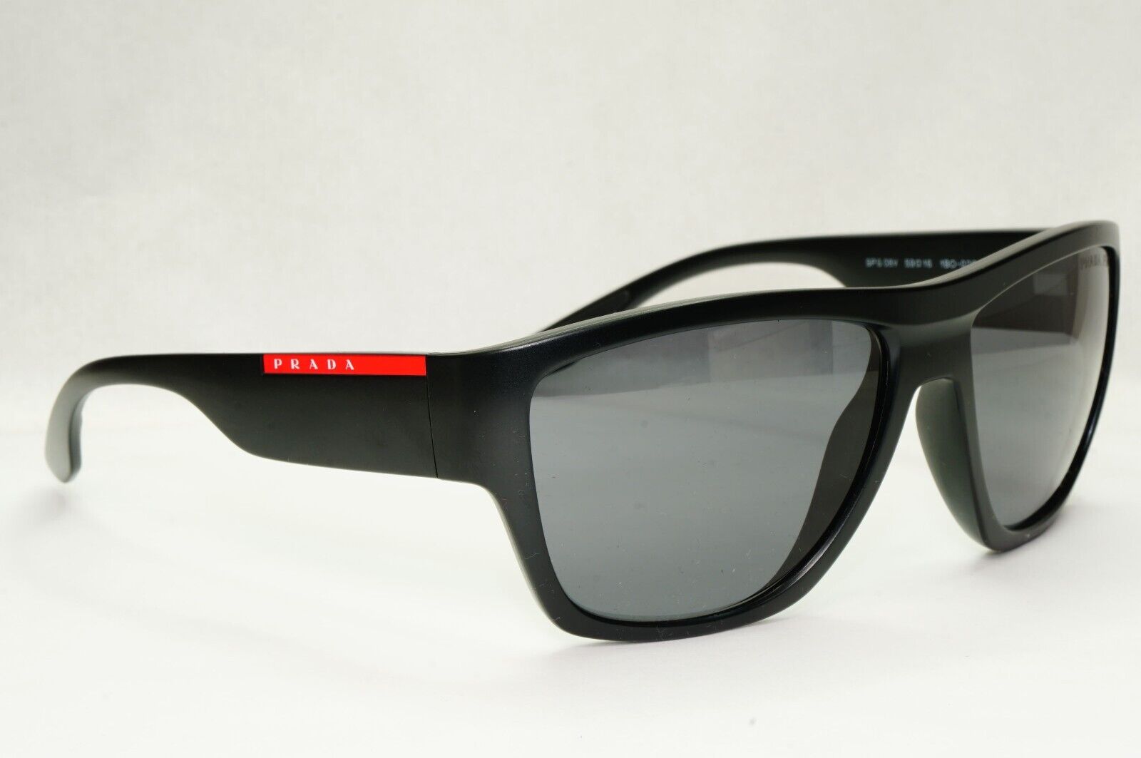 Prada Sunglasses Black Polarized Square Wrap Matte PS08VS SPS 08V 1BO-02G 59mm