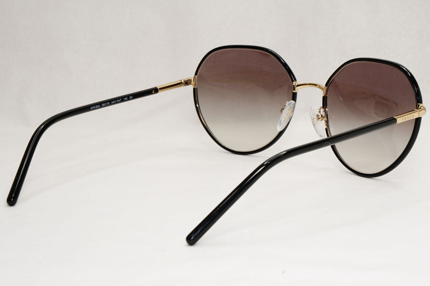 Prada Sunglasses Black Gold Grey Gradient Round PR65XS SPR 65X AAV-0A7 58mm
