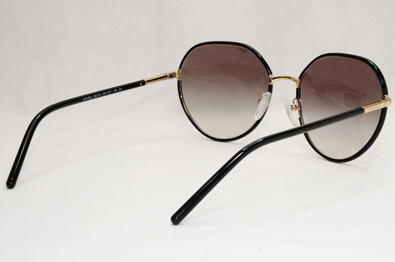 Prada Sunglasses Black Gold Grey Gradient Round PR65XS SPR 65X AAV-0A7 58mm