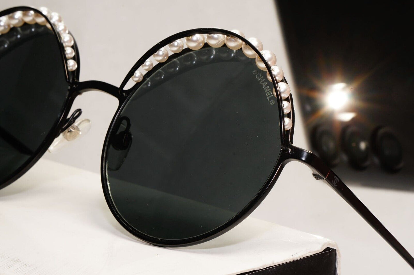Chanel Sunglasses Pearl Black Round Metal Grey 4234-H C.101/S4 53mm