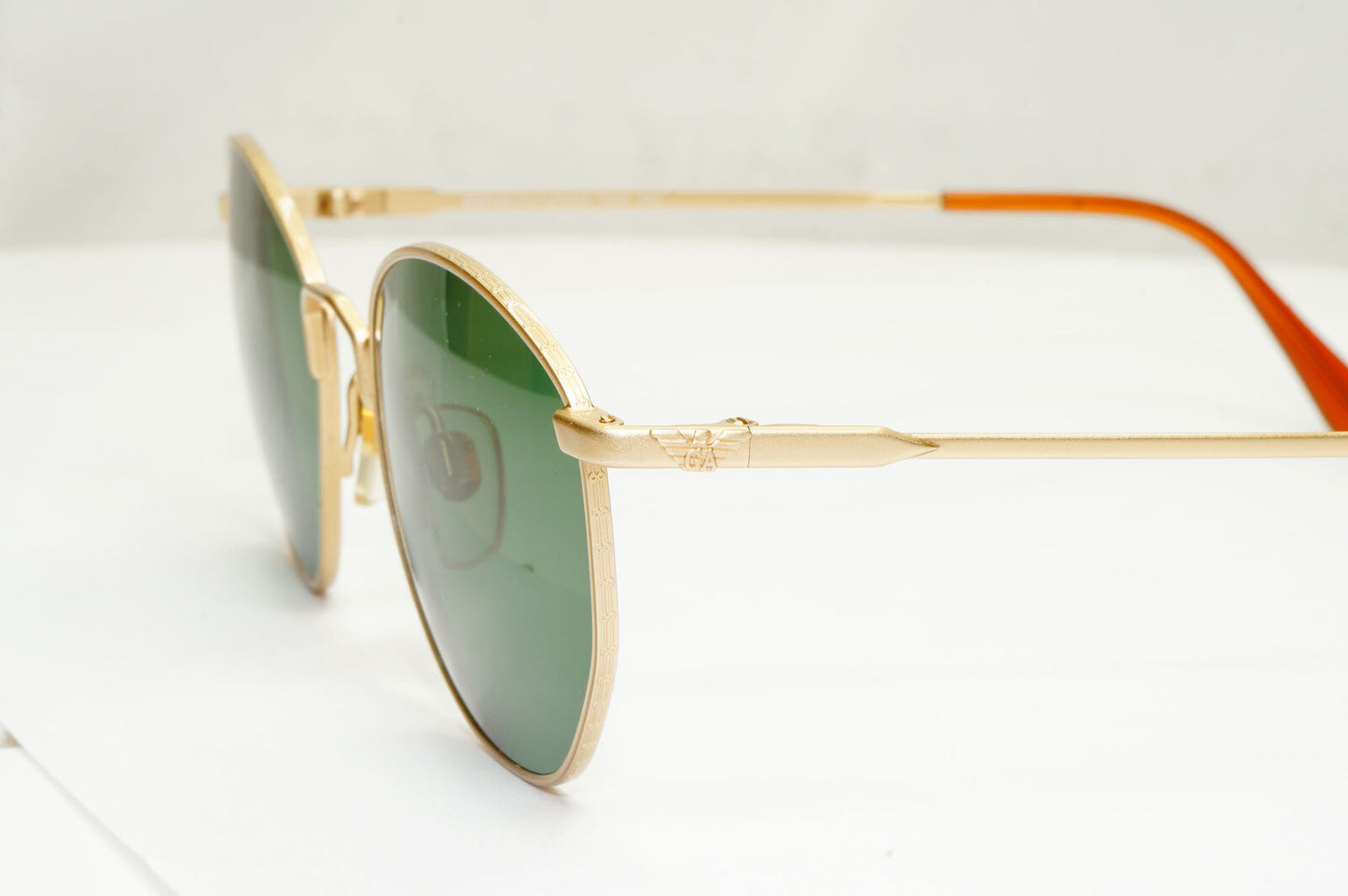 Emporio Armani Sunglasses 1997 Vintage Gold Green Metal Round 031 703 50mm A