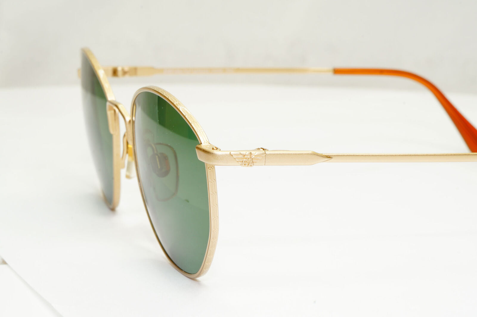 Emporio Armani Sunglasses 1997 Vintage Gold Green Metal Round 031 703 50mm A