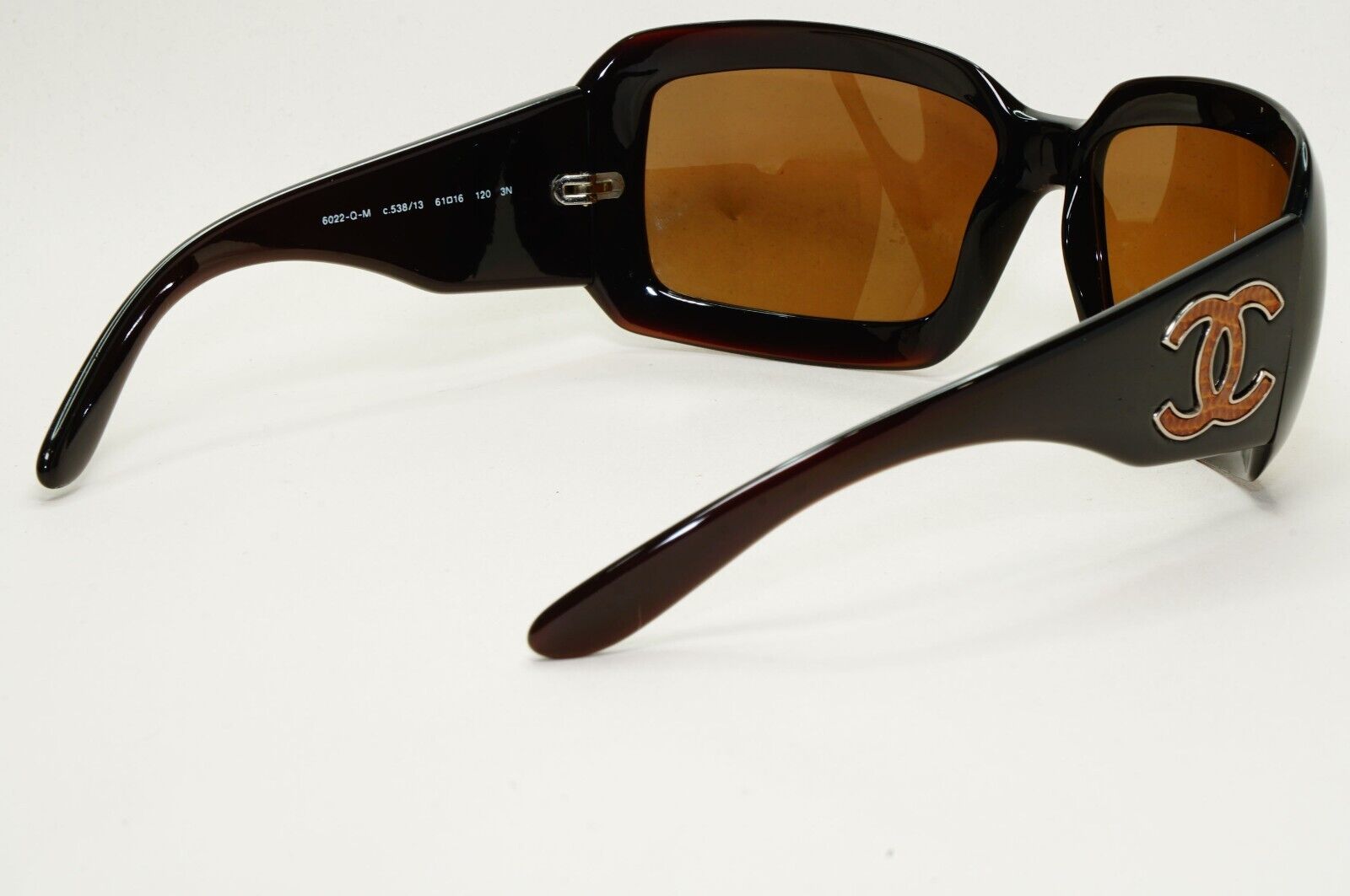 Chanel Sunglasses 2007 Vintage Brown Leather Large Logo 6022-Q-M c.538/13 301024