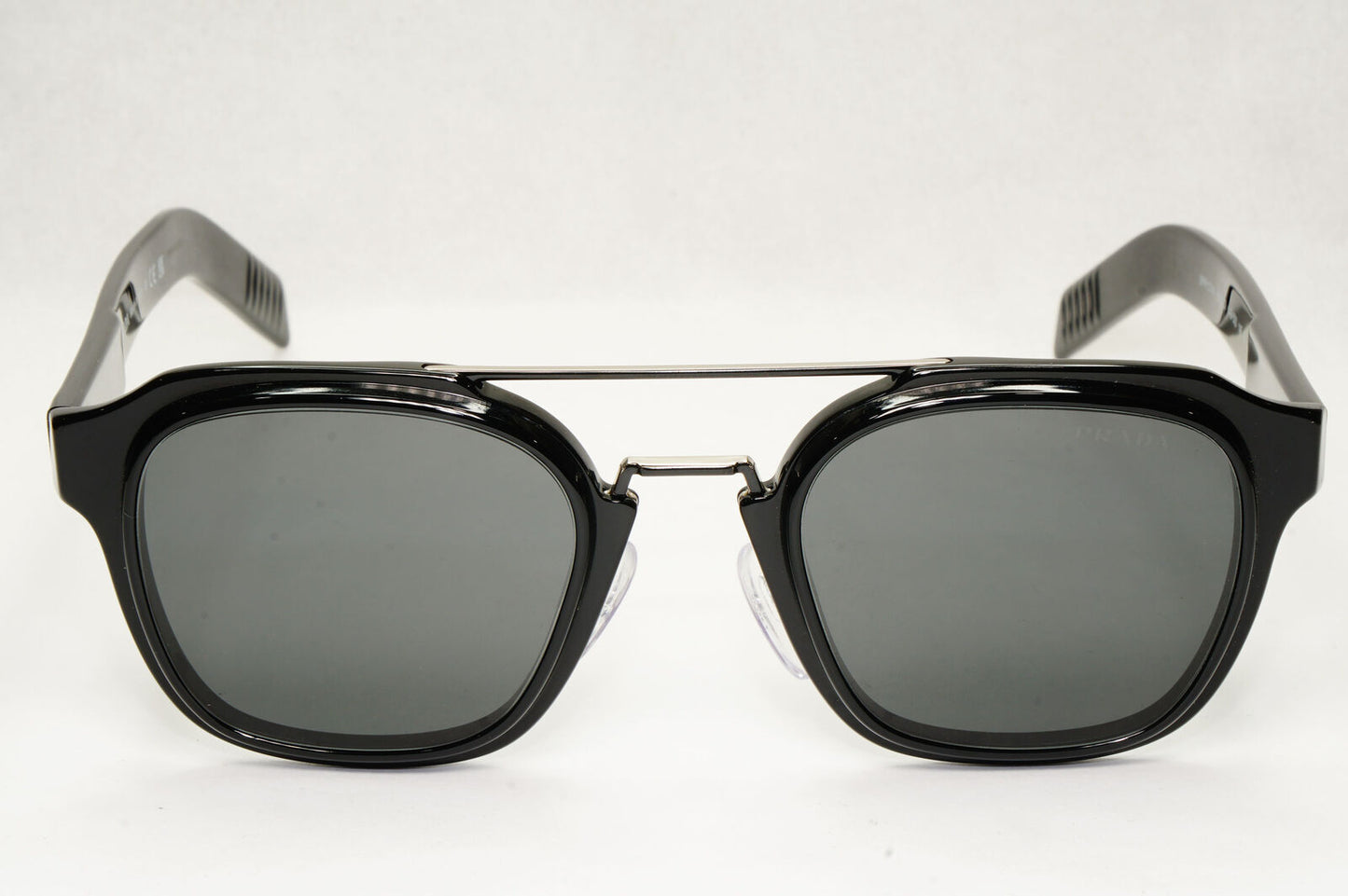 Prada Sunglasses Black Navigator Square Bridge Glossy PR07WS SPR 07W 1AB-5S0