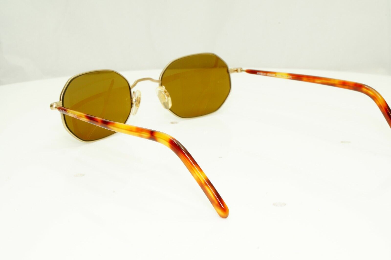 Giorgio Armani 1997 Vintage Sunglasses Gold Brown Octagon Glass Lens 664 904