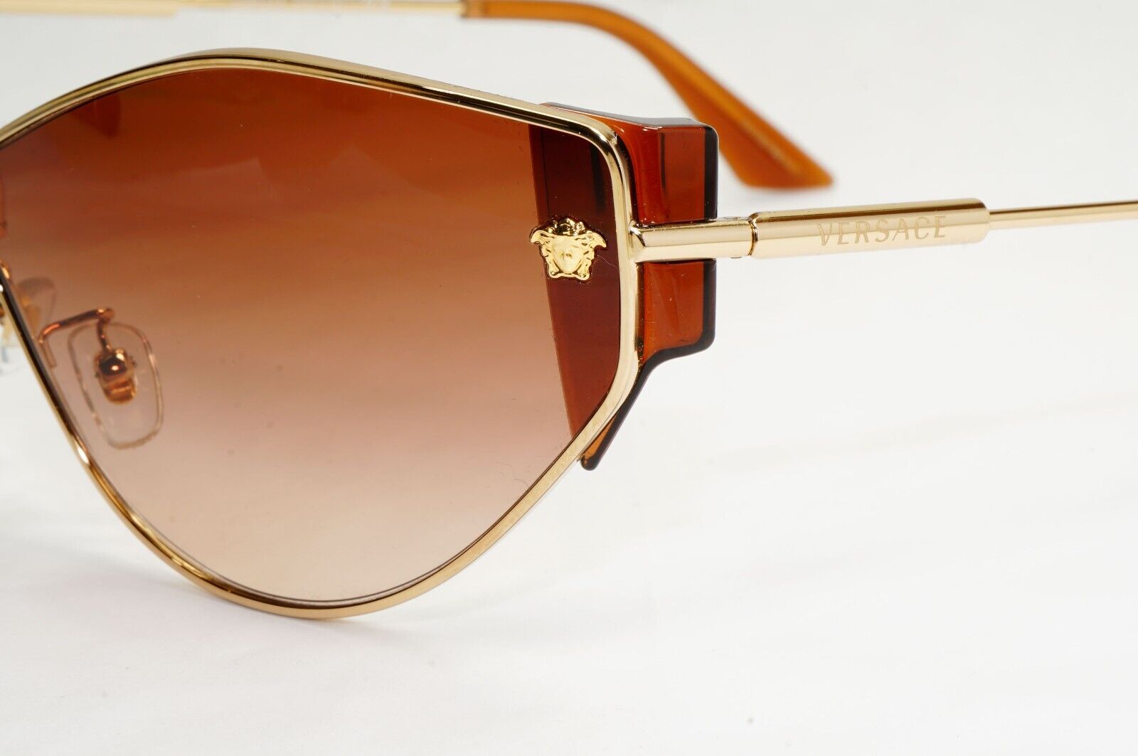Versace Sunglasses Gold Brown Shield Gradient Metal MOD VE 2239 1002/13
