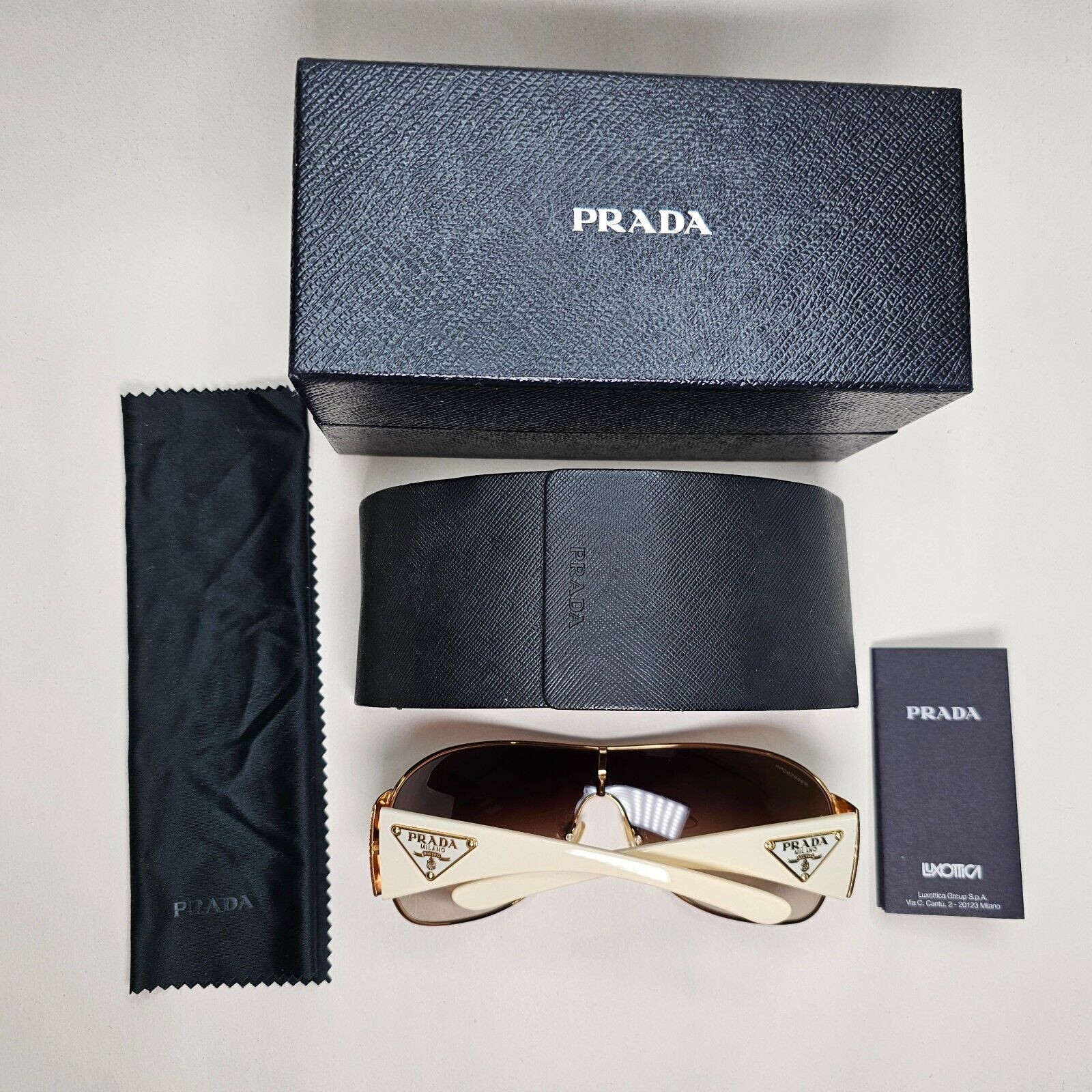 Prada Sunglasses 2010 Triangle Shield Gold Brown PR57LS SPR 57L ZVA-6S1 120824