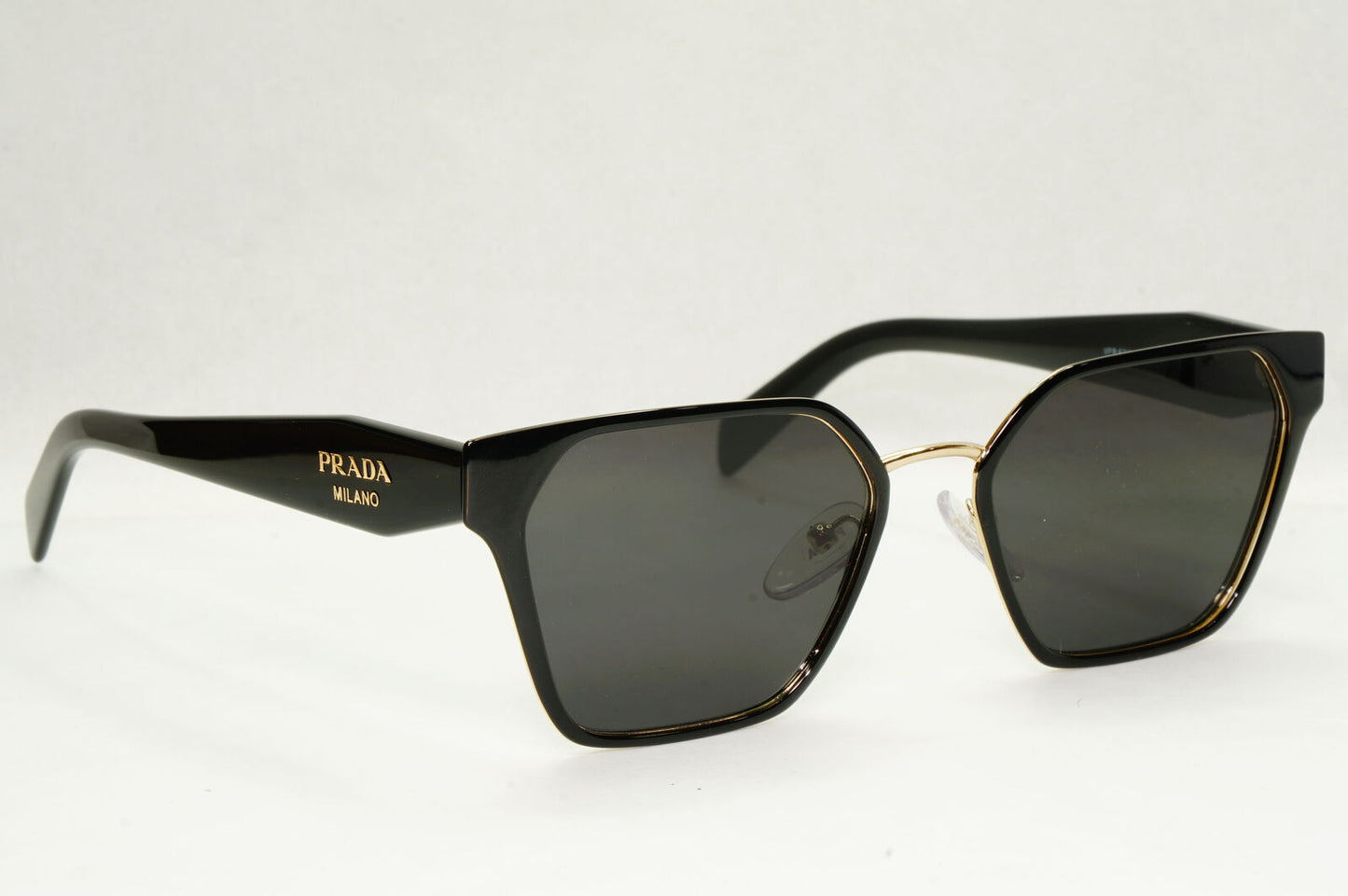 Prada Sunglasses Black Gold Square Metal Milano PR63WV VPR 63W 1AB-1O1 53mm