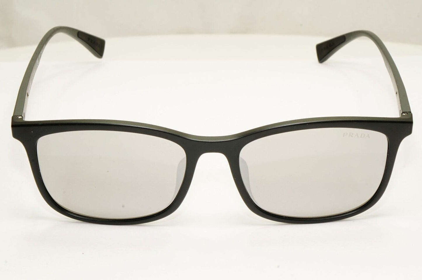 Prada Black Grey Mirror Silver Square Lightweight Sunglasses SPS 01T F DG0-2B0