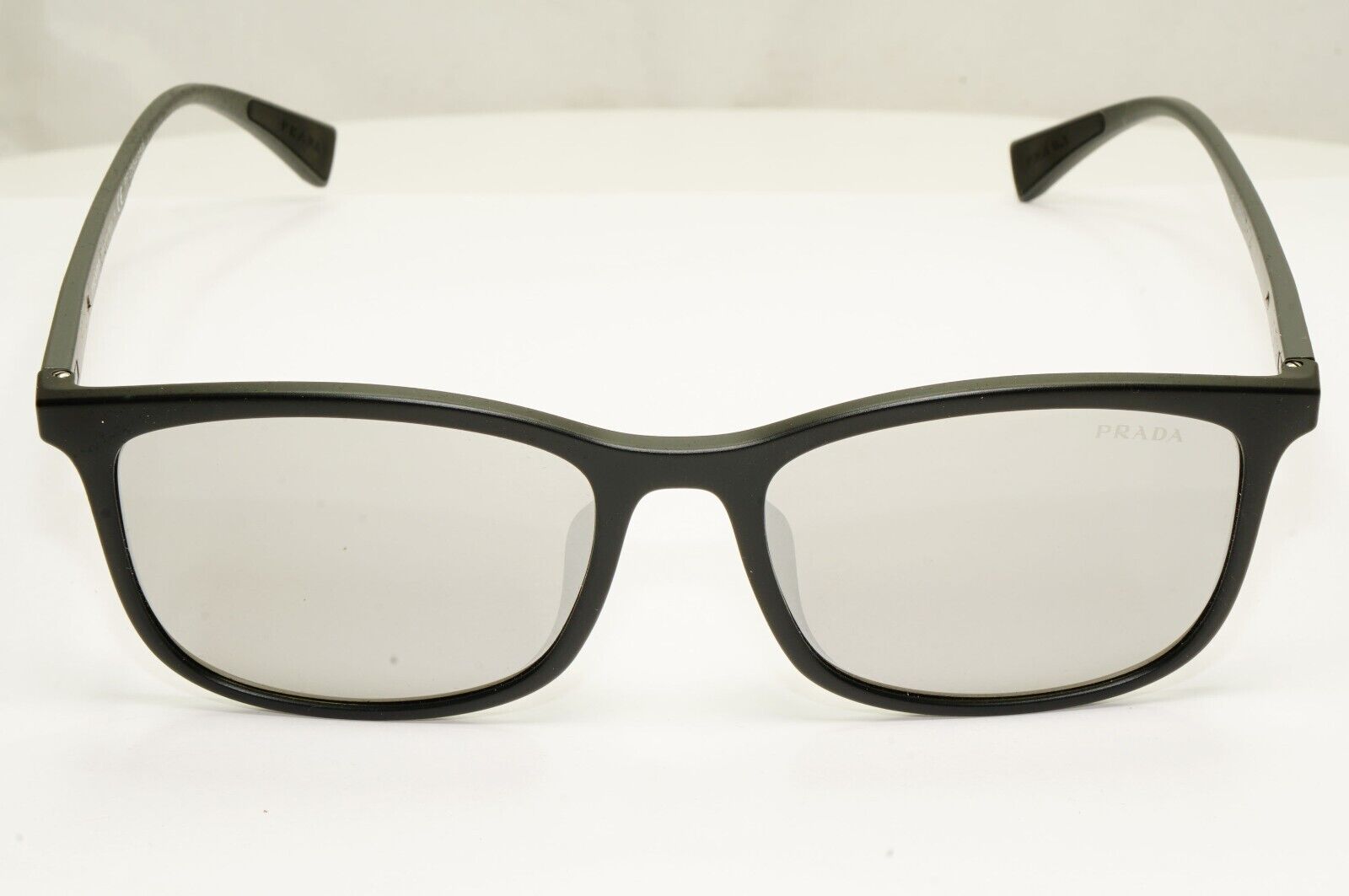Prada Black Grey Mirror Silver Square Lightweight Sunglasses SPS 01T F DG0-2B0