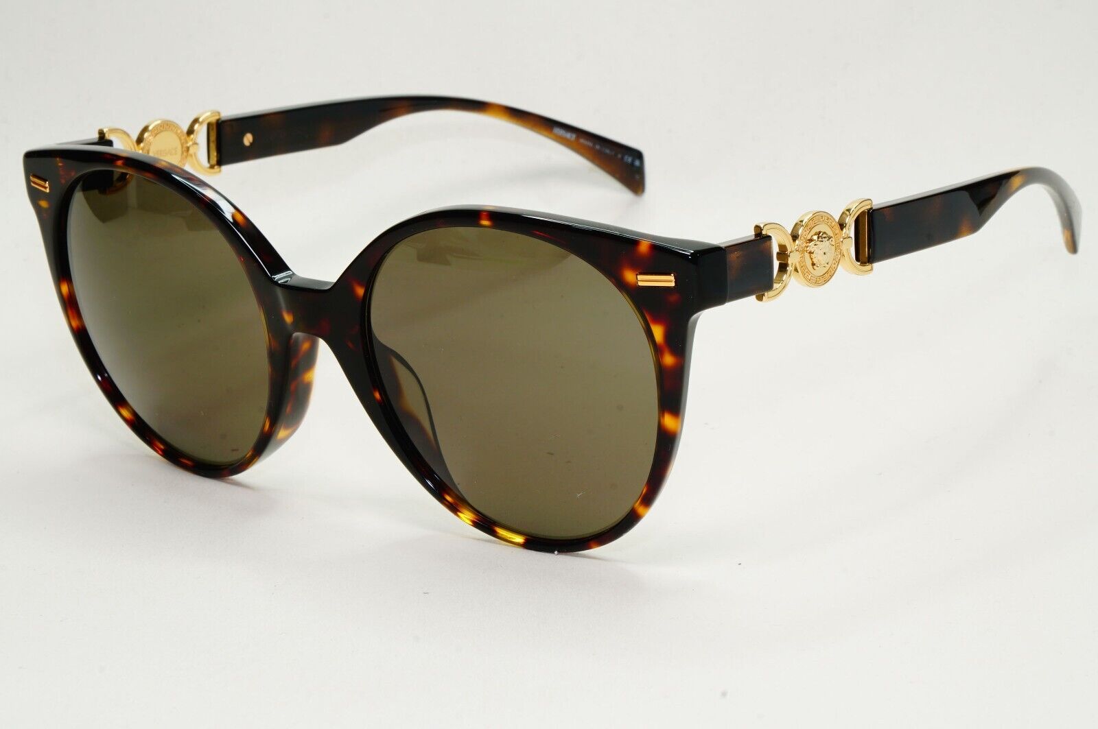 Versace Sunglasses Brown Havana Gold Round Lens Oversized MOD VE 4442-F 108/3