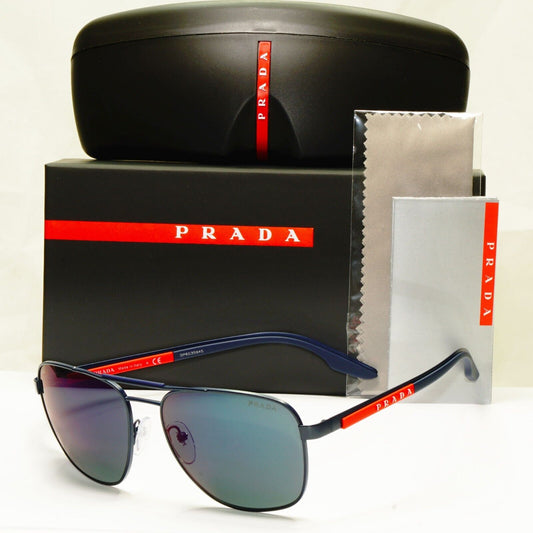 Prada Blue Sunglasses Pilot External Anti Reflective SPS 53X 06S-01G PS53XS