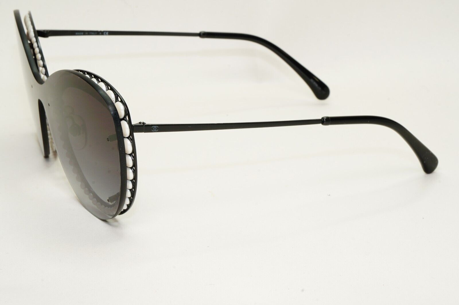 Chanel Sunglasses Pearl Black Grey Gradient Smoke Shield Visor 4236-H c.101/S6