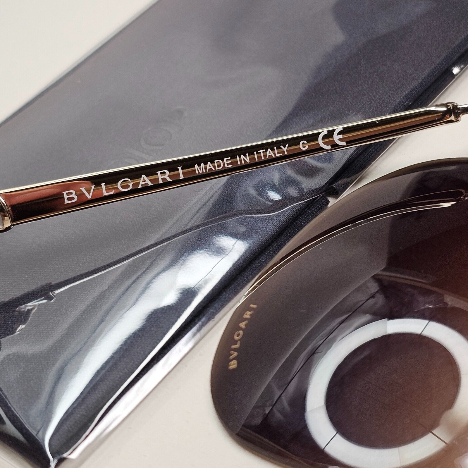 Bvlgari Sunglasses Brown Gold Diamante Square 8161-B 5362/13 56mm 120824