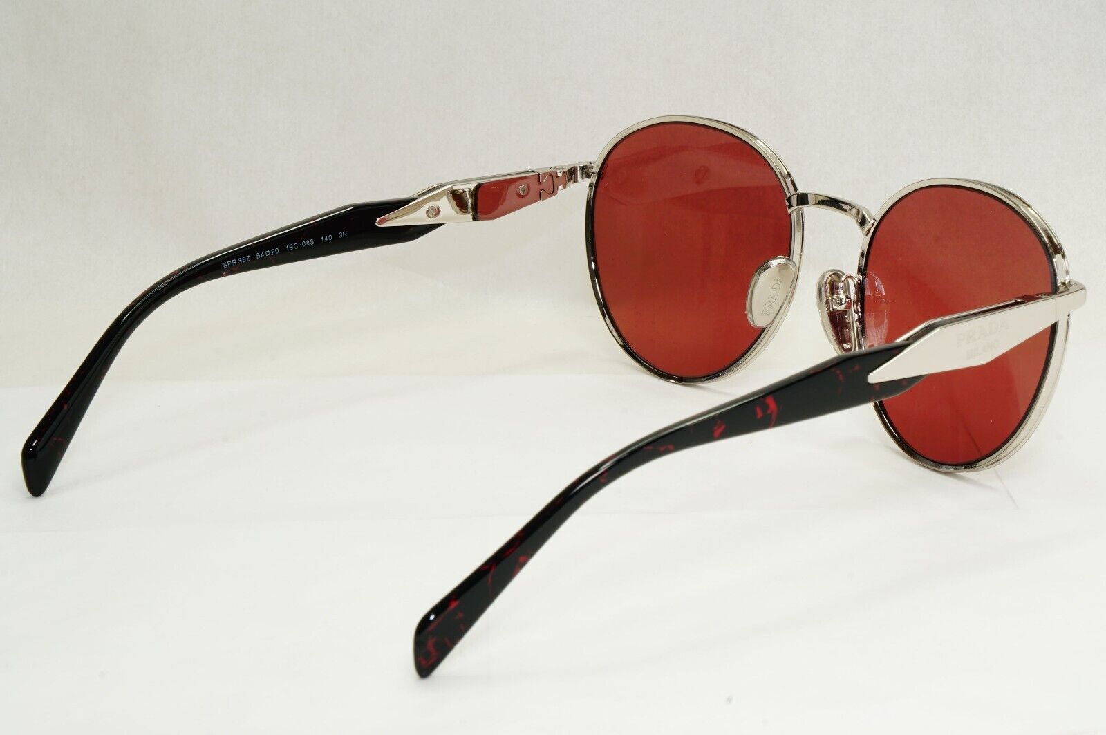 Prada Sunglasses Silver Dark Violet Bordo Round Metal PR56ZS SPR 56Z 1BC-08S