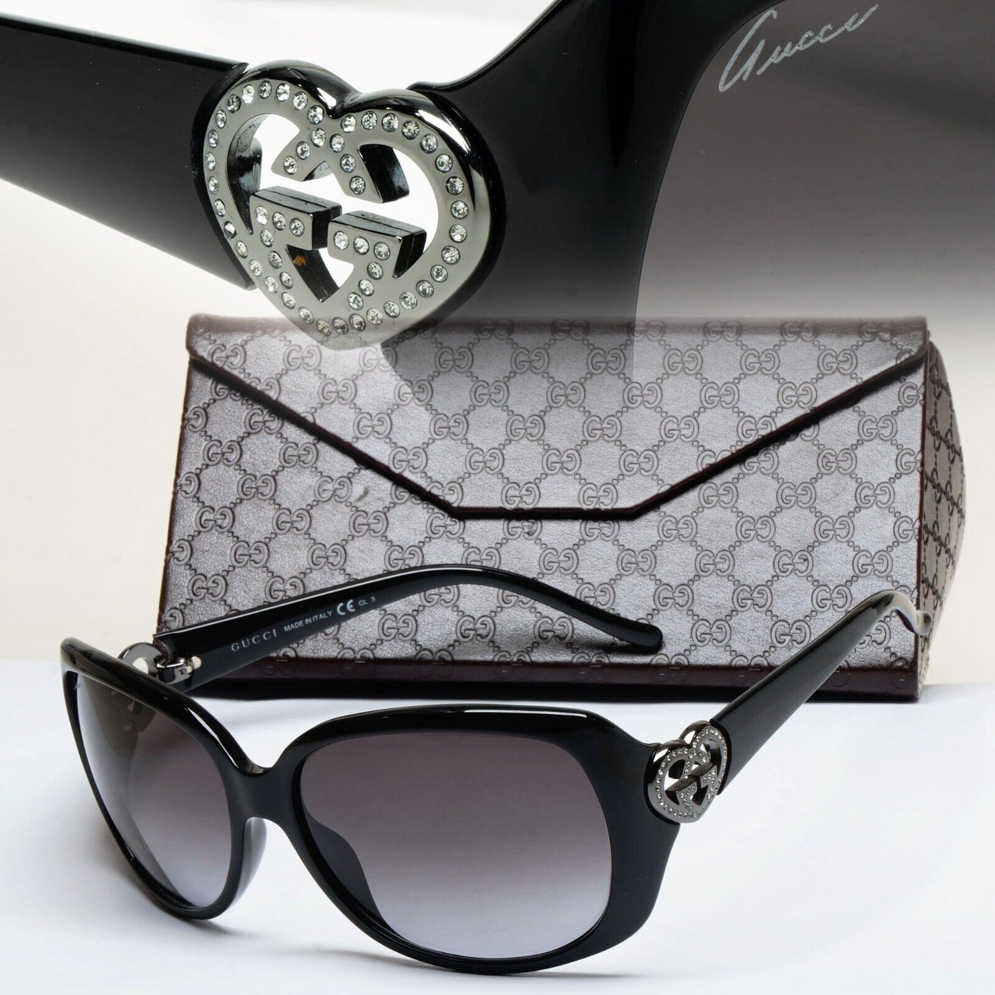 Gucci Sunglasses 2011 Vintage Heart Black Grey Silver GG 3548/S D28PT 290125