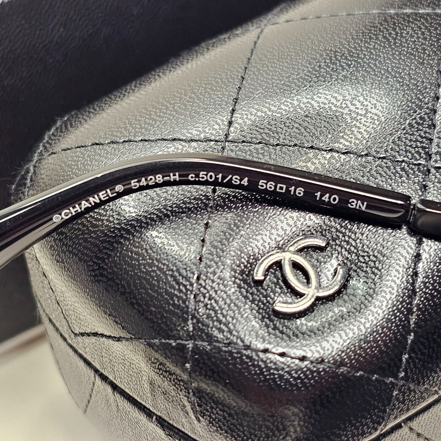 Chanel Sunglasses Pearl Black Oval 5428-H c.501/S4 56mm