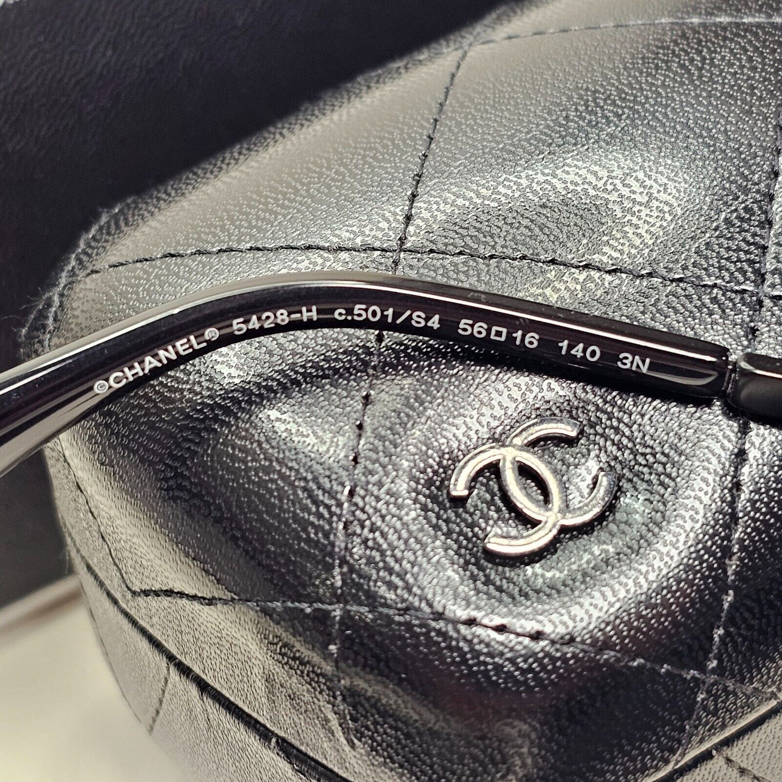 Chanel Sunglasses Pearl Black Oval 5428-H c.501/S4 56mm