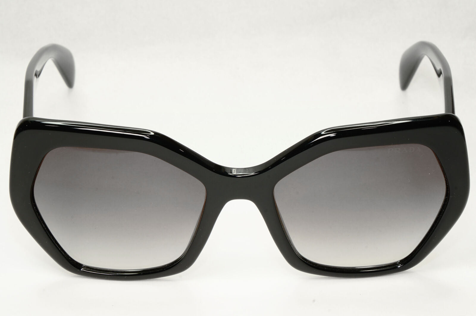Prada Hexagon Sunglasses Black Grey Gradient Square PR16RS SPR 16R 1AB-0A7