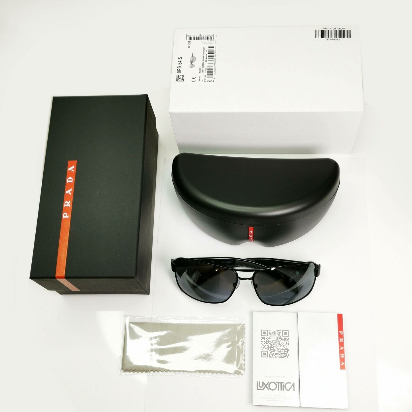 Prada Sunglasses Polarized Black Silver Mirror Navigator PS54IS SPS 54I 1AB-2F2