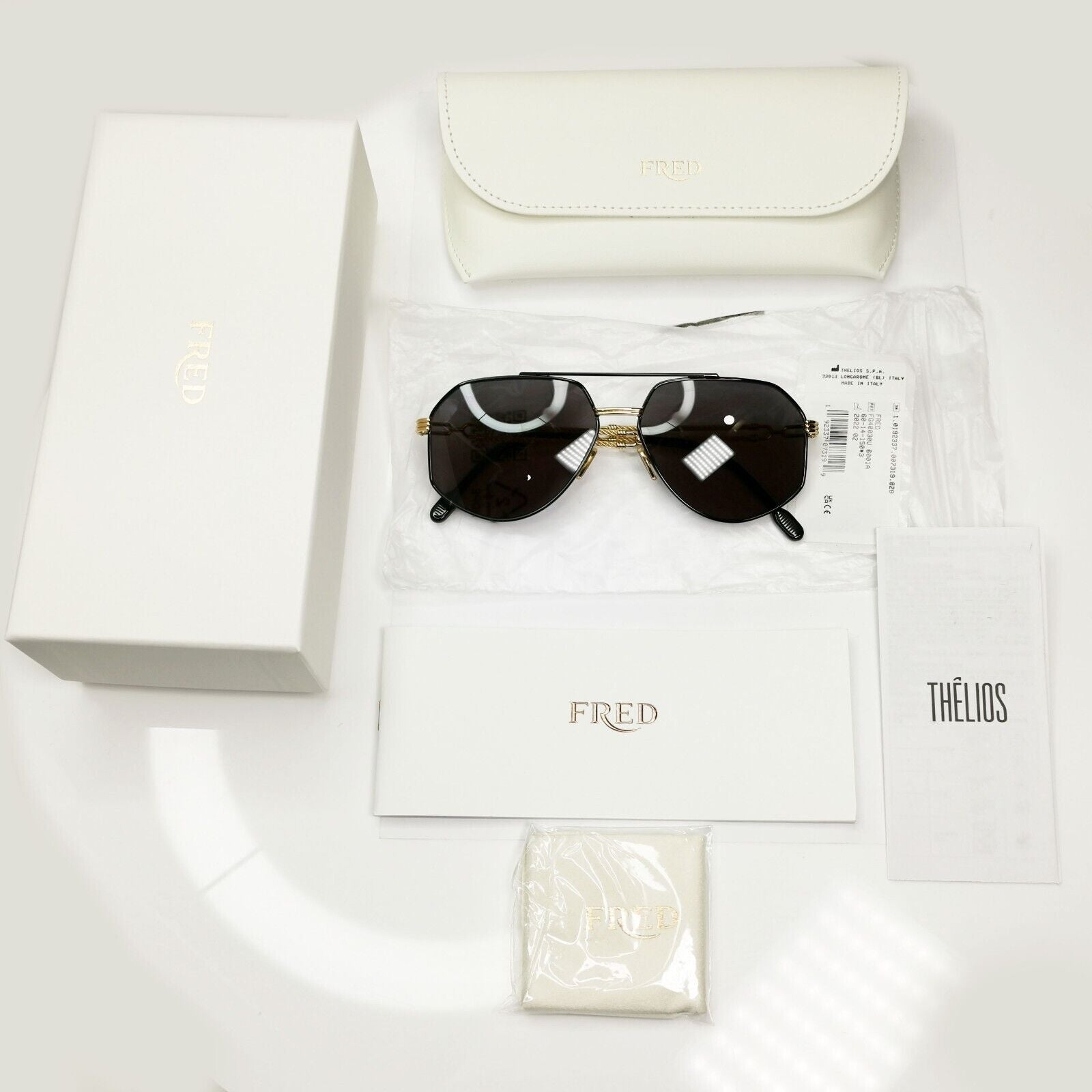 Fred Sunglasses Pilot Gold Black Cable Twist Metal FG40030U 01A Force 10 [A]