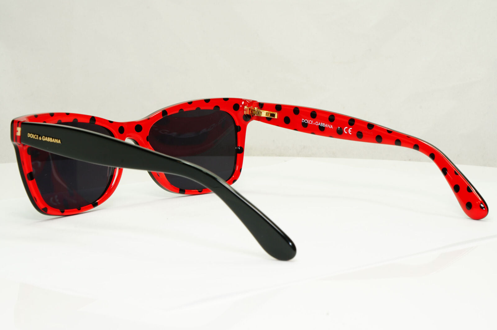 Dolce & Gabbana Black Sunglasses Red Polka Dot Square DG 3199 2871 250123