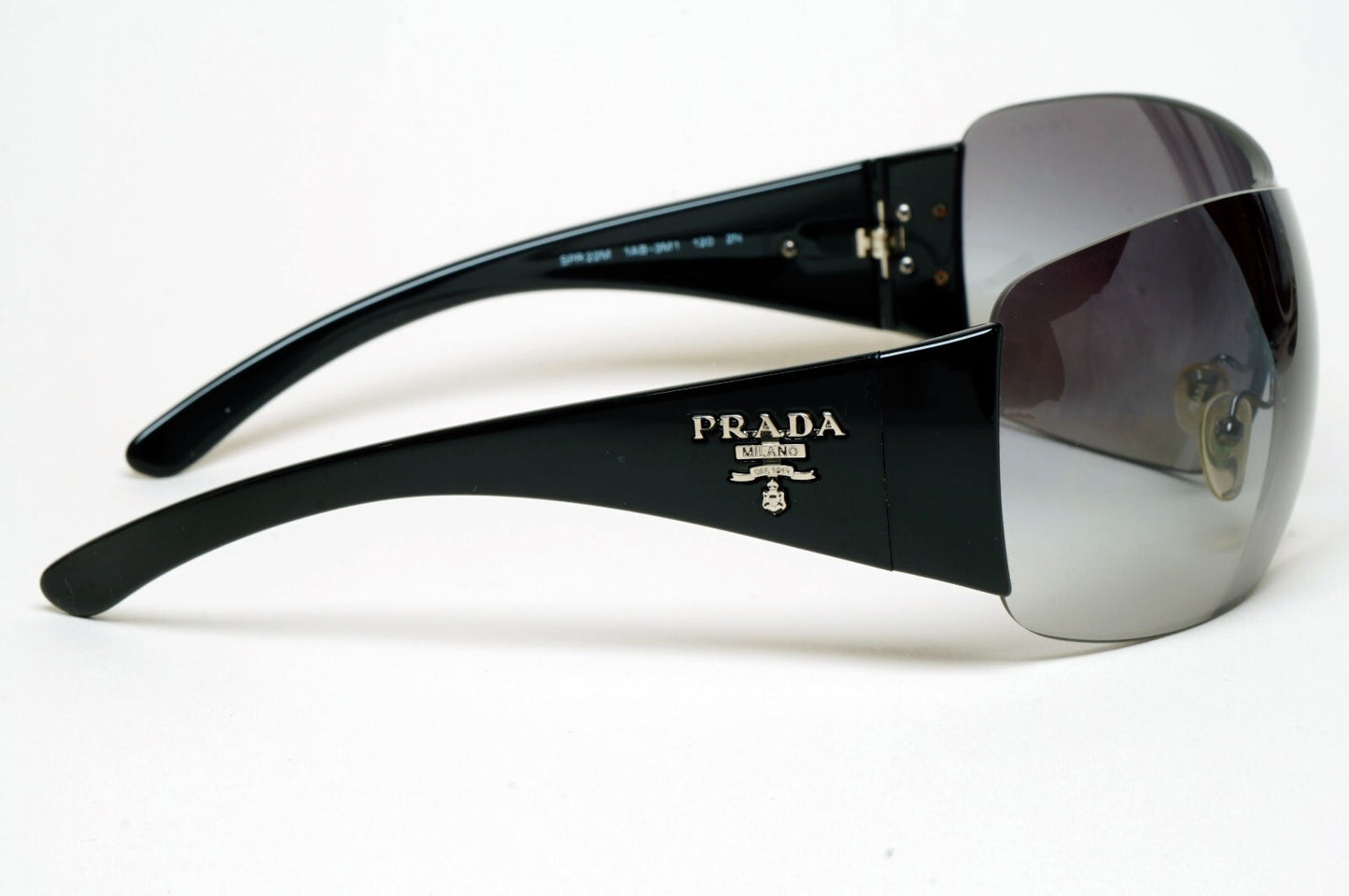 Prada Sunglasses 2012 Black Grey Wrap Shield PR22MS SPR 22M 1AB-3M1 130225