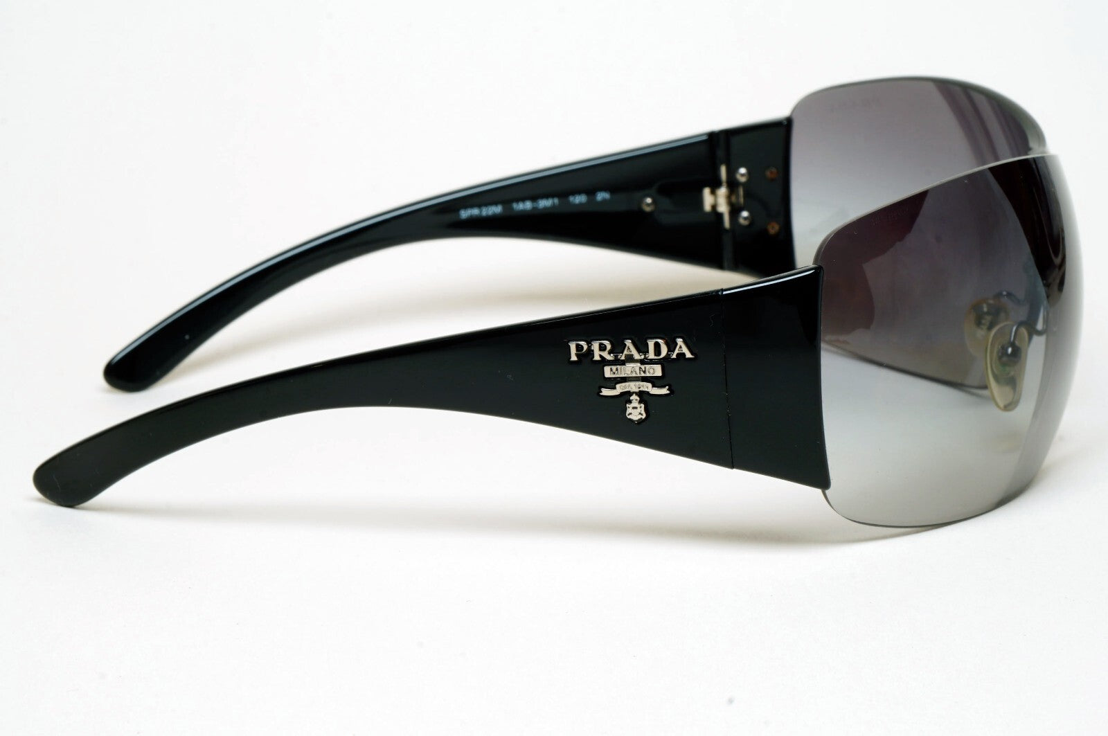 Prada Sunglasses 2012 Black Grey Wrap Shield PR22MS SPR 22M 1AB-3M1 130225