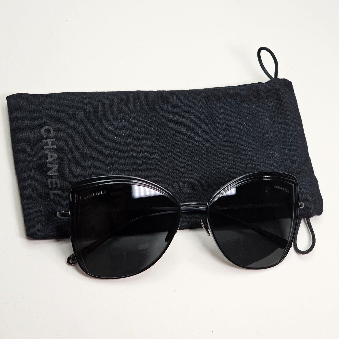Chanel Sunglasses Black Square Metal Butterfly Large 4253 c.101/S4 59mm