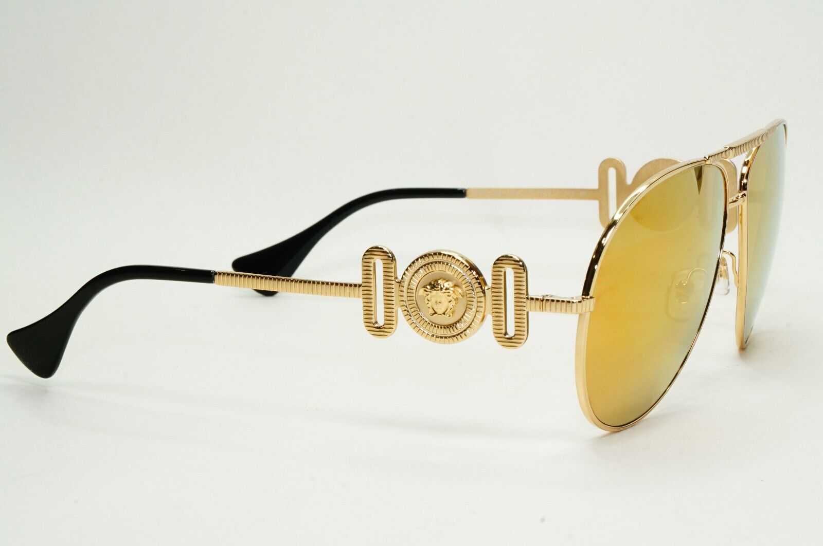 Versace Sunglasses Gold Mirror Large Metal Pilot MOD VE 2249 1002/7P 65mm