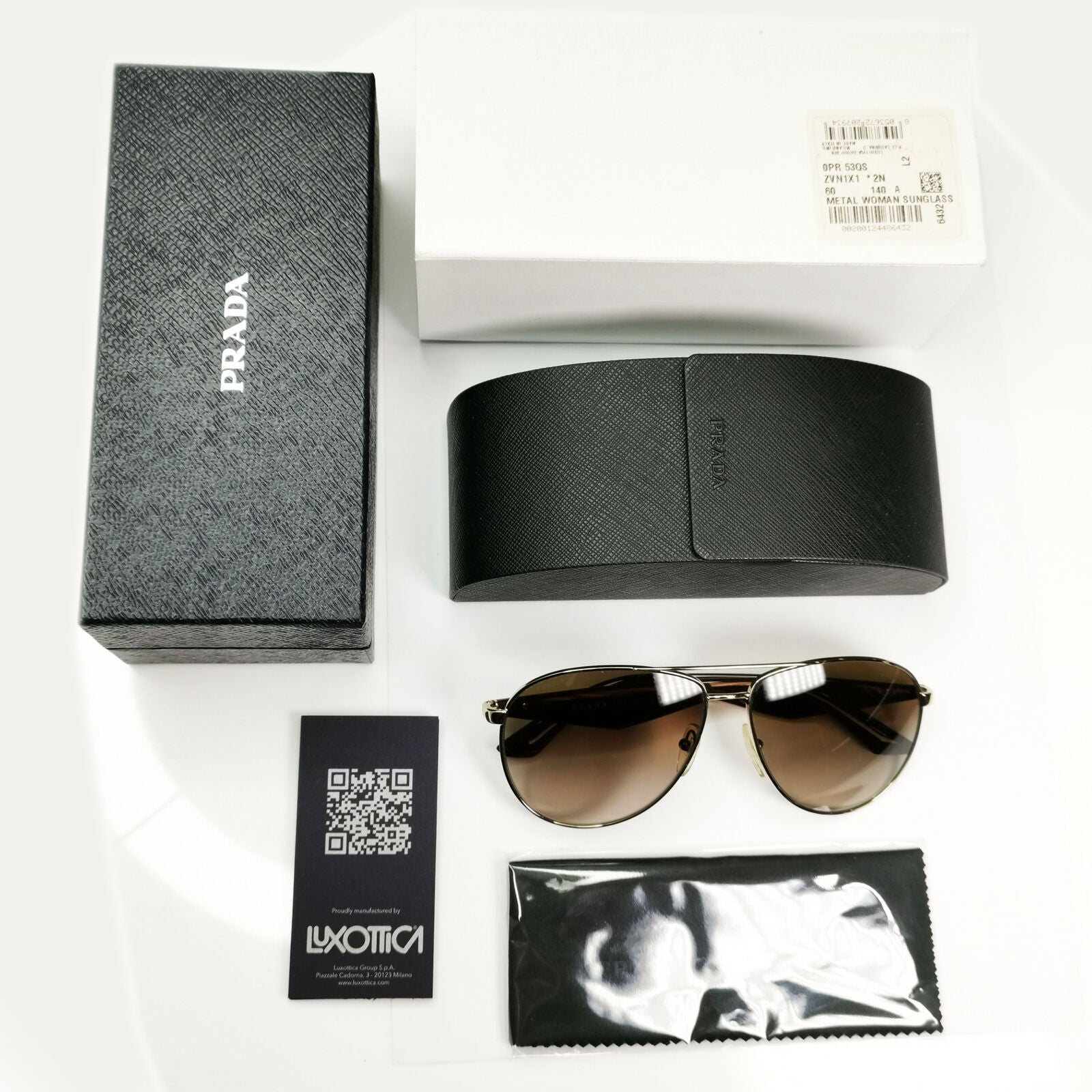 Prada Sunglasses Triangle Logo Pilot Gold Brown Gradient PR53QS SPR 53Q ZVN-1X1