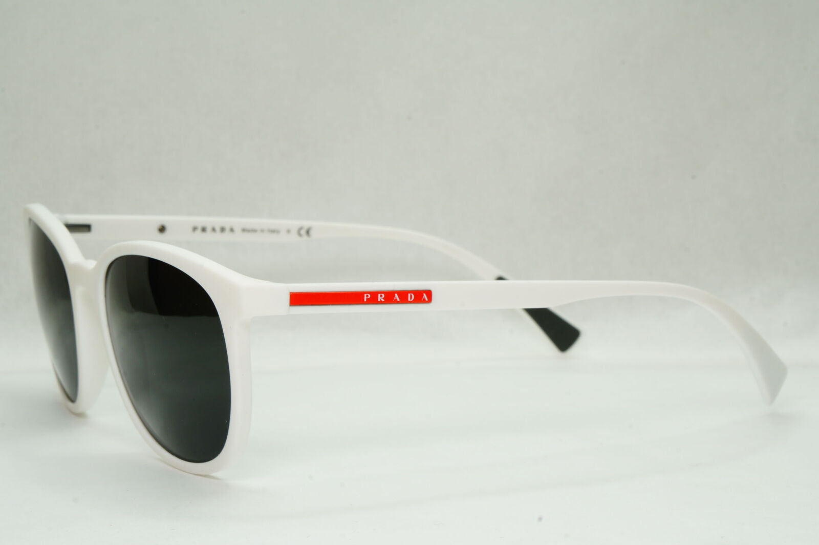 Prada Sunglasses White Black Square Red Stripe PS07LV VPS 07L TWK-1O1 53mm