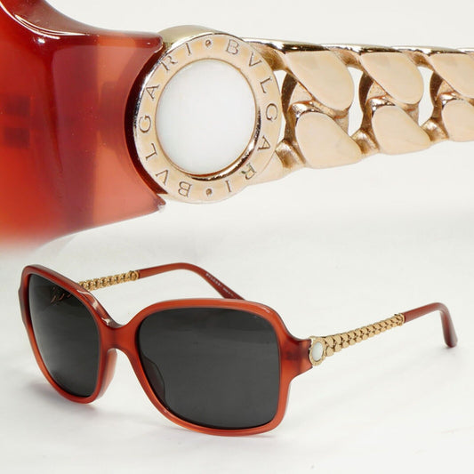 Bvlgari Sunglasses 2010 Vintage Gold Chain Mauve Brown 8125-H 5265/13 180324