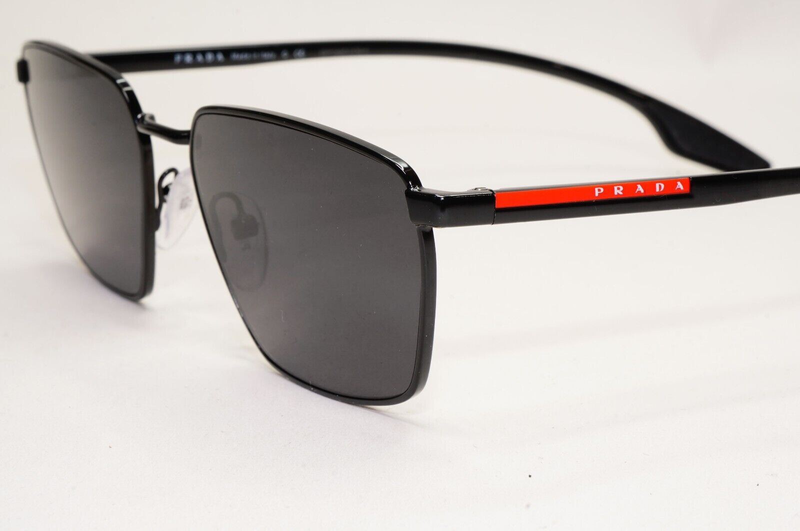 Prada Sunglasses Black Glossy Square Angular Rossa PS52MV VPS 52M 1AB-1O1 54mm
