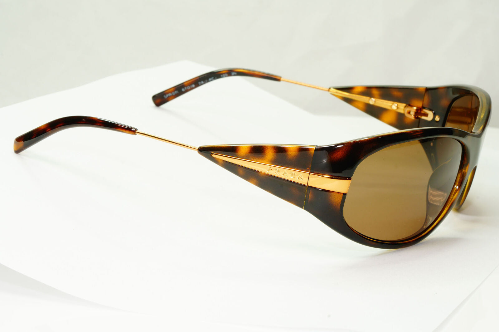 Prada 2007 Brown Sunglasses Gold Vintage Womens PR07IS SPR 07I 2AU-8C1 37434