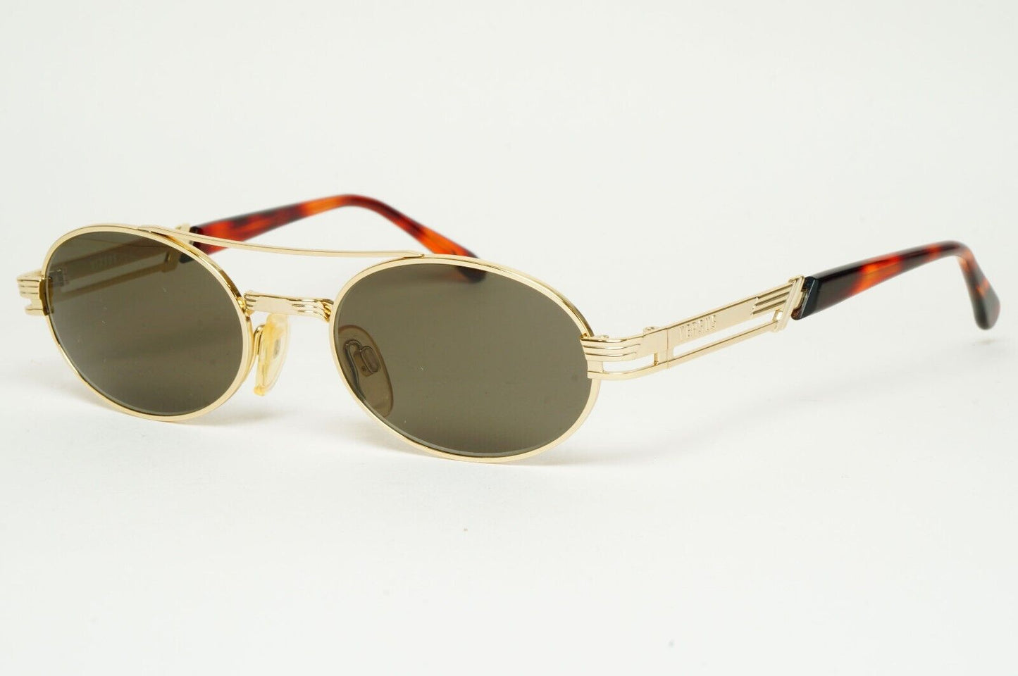 Versus Sunglasses 1996 by Gianni Versace Vintage Gold Grey Oval MOD F23 COL 030