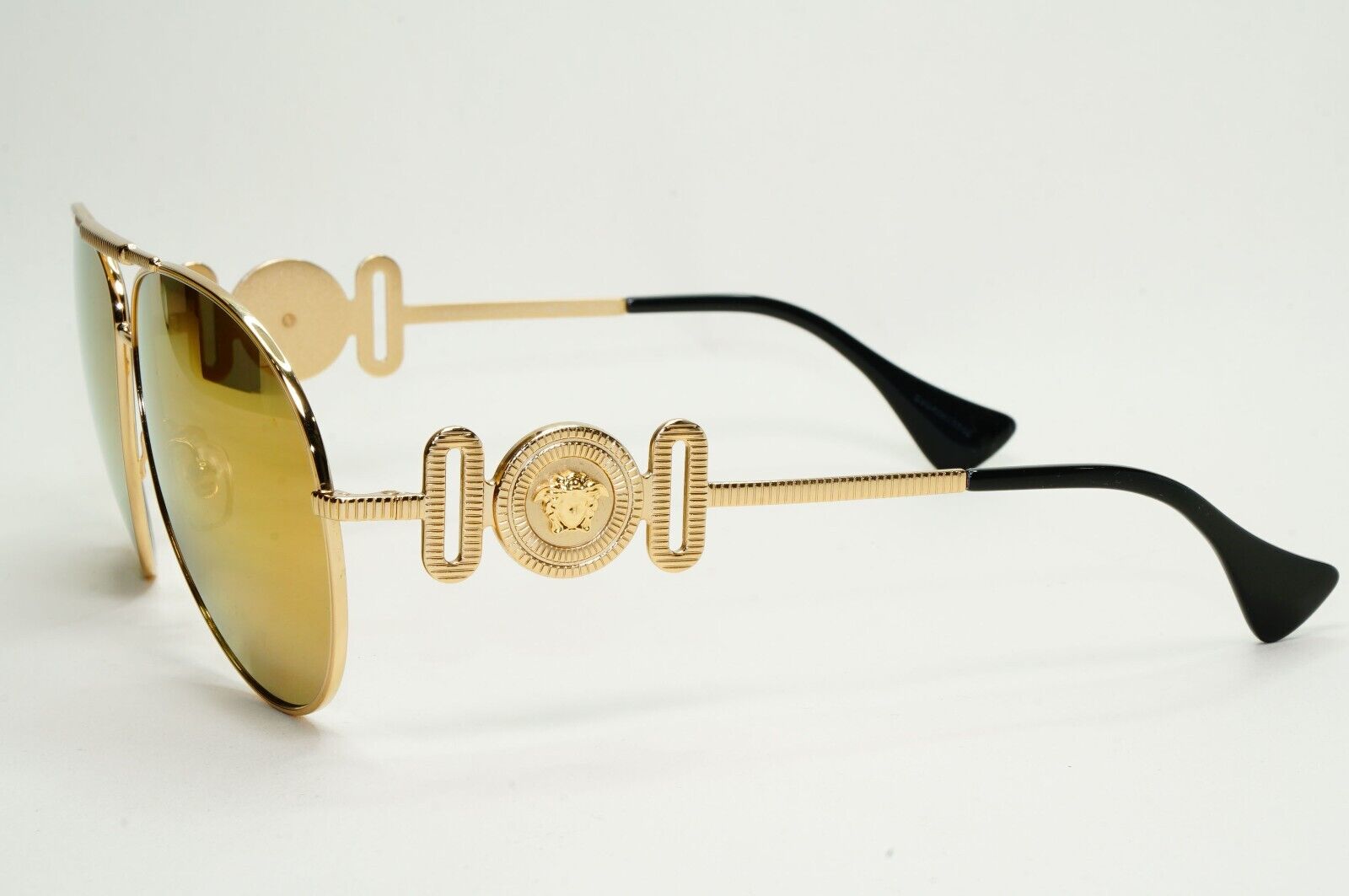 Versace Sunglasses Gold Mirror Large Metal Pilot MOD VE 2249 1002/7P 65mm