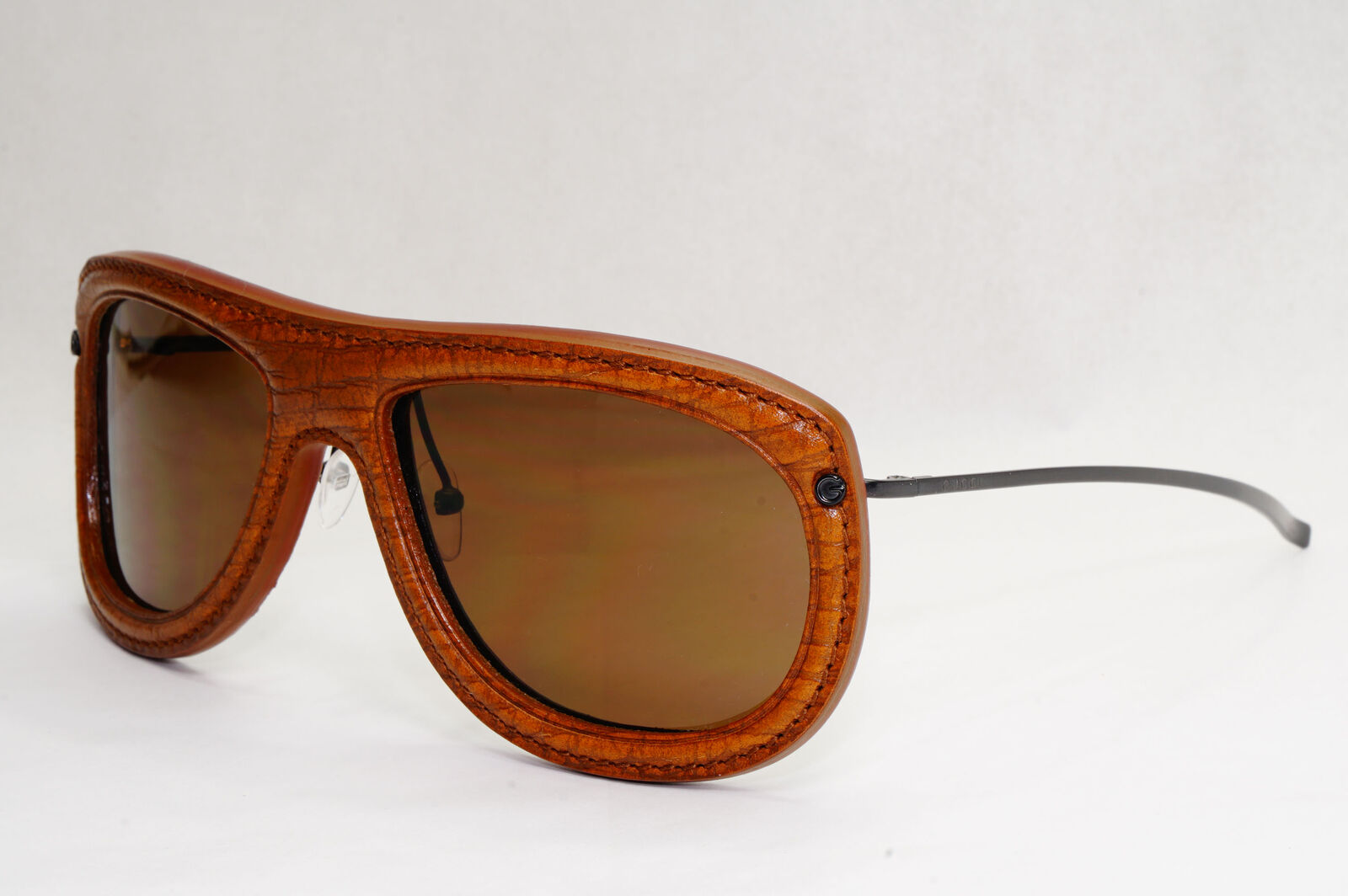 Gucci Sunglasses 1999 Vintage Rare Leather Brown Pilot GG 1736/N/S 7N7 130224