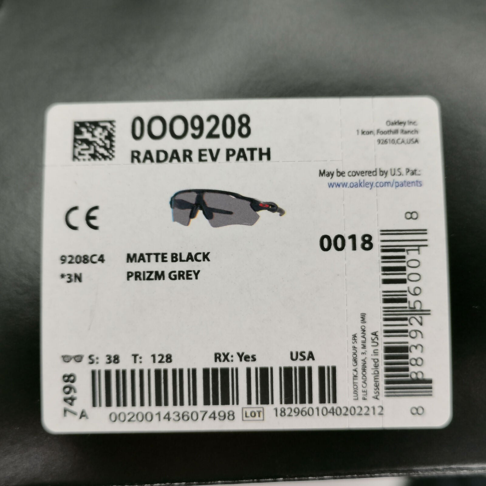 Oakley Radar EV Path Sunglasses Shield Visor Black Wrap OO 9208 C4