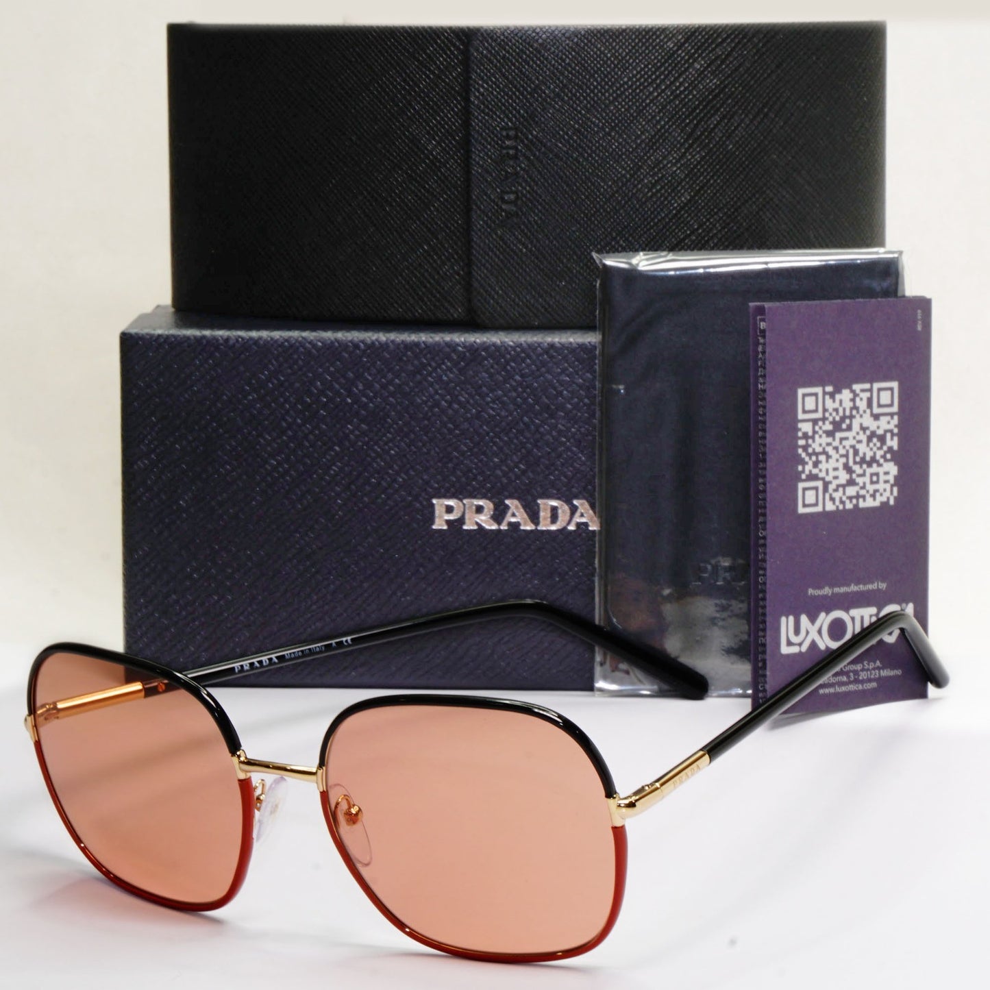 Prada Sunglasses Black Gold Brown Square PR67XS SPR 67X 01H-1P1 58mm