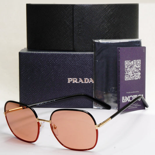 Prada Sunglasses Black Gold Brown Square PR67XS SPR 67X 01H-1P1 58mm