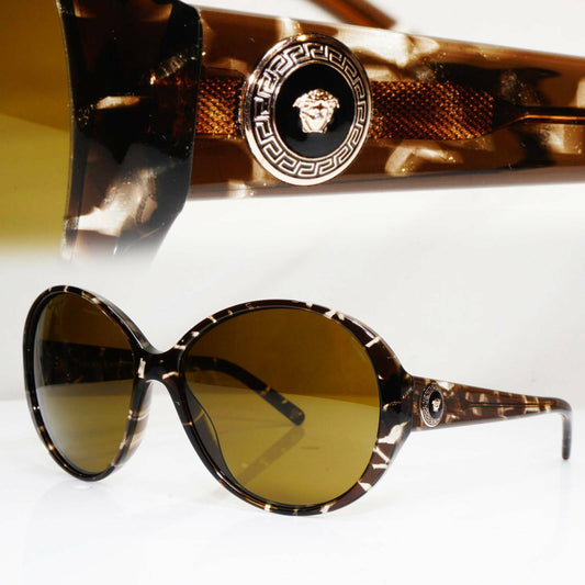 Versace Medusa Gold Marble Brown Oversized Sunglasses Womens 4239 969/73 29421