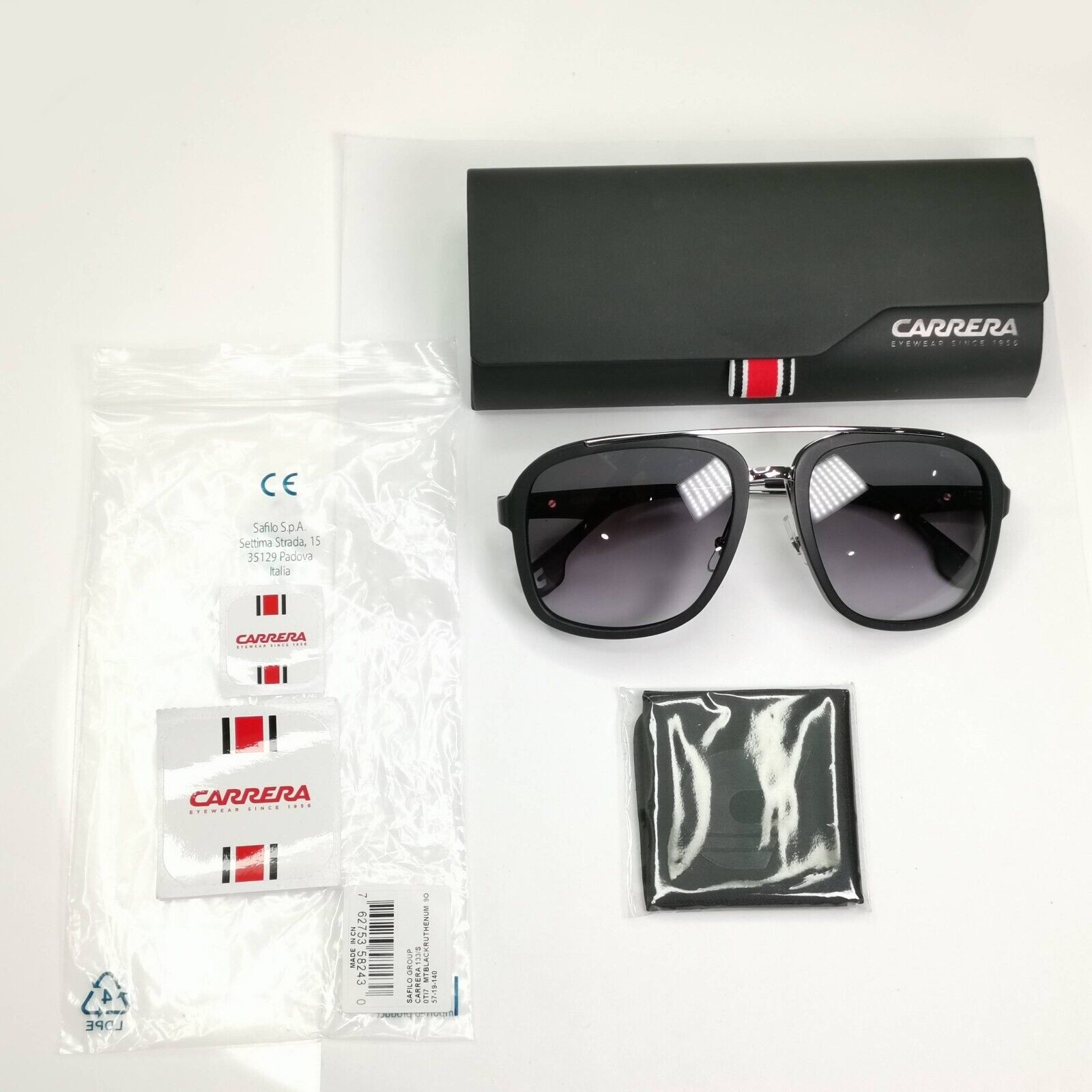Carrera Black GradientSunglasses Smoke Square Pilot Mens Designer 133/S TI79O