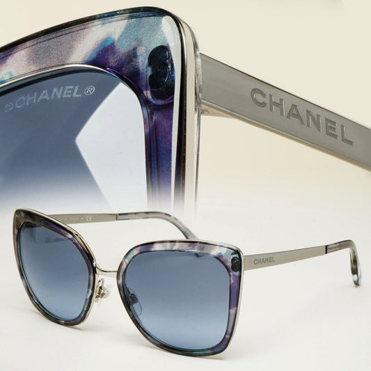 Chanel Sunglasses Blue Gradient Square Silver Metal 4209 c.465/S2 57mm 100125