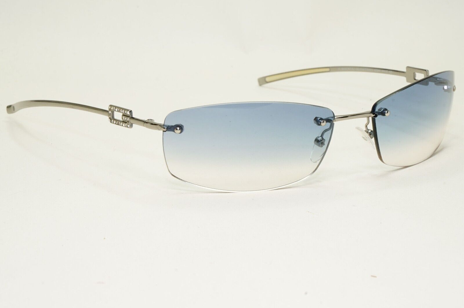Gucci Sunglasses 1997 Vintage Rimless Silver Blue GG 1784/STRASS 6LBW1 031124