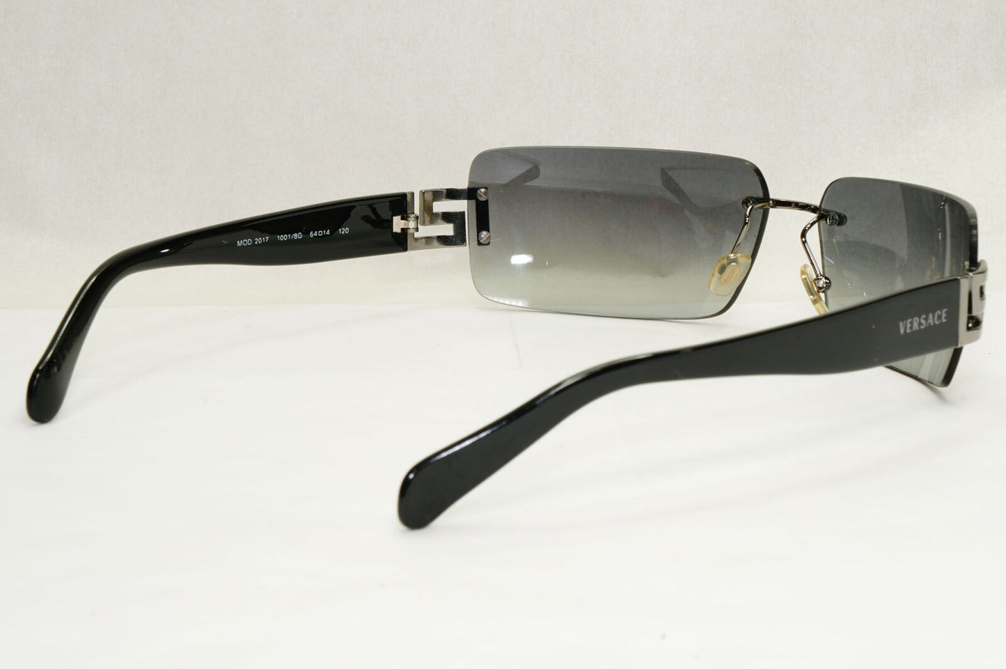 Versace Sunglasses 2004 Vintage Rimless Black Grey MOD 2017 1001/8G 180124