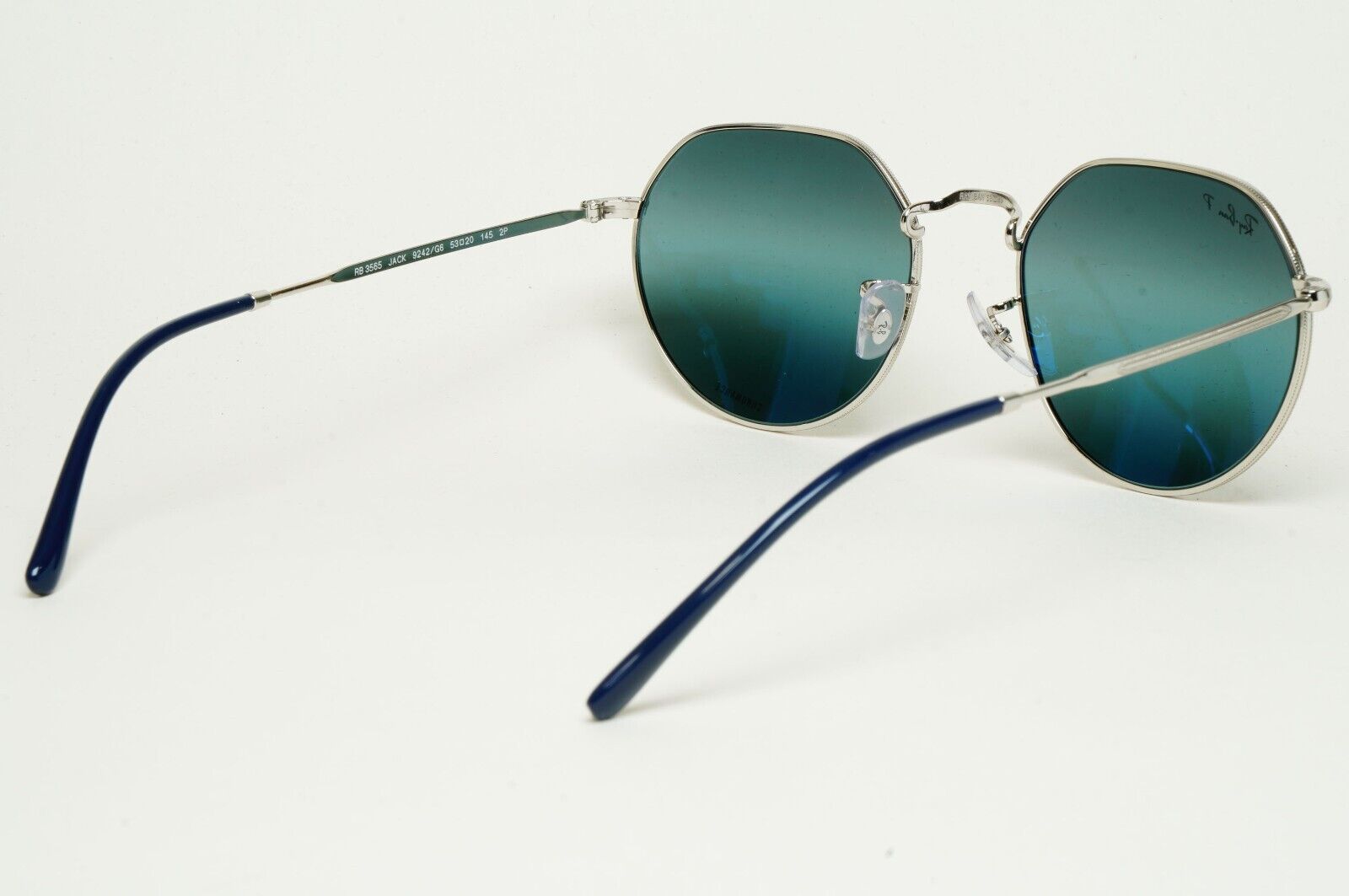 Ray-Ban Sunglasses Polarized Jack Chromance Silver Blue RB 3565 9242/G6 53mm