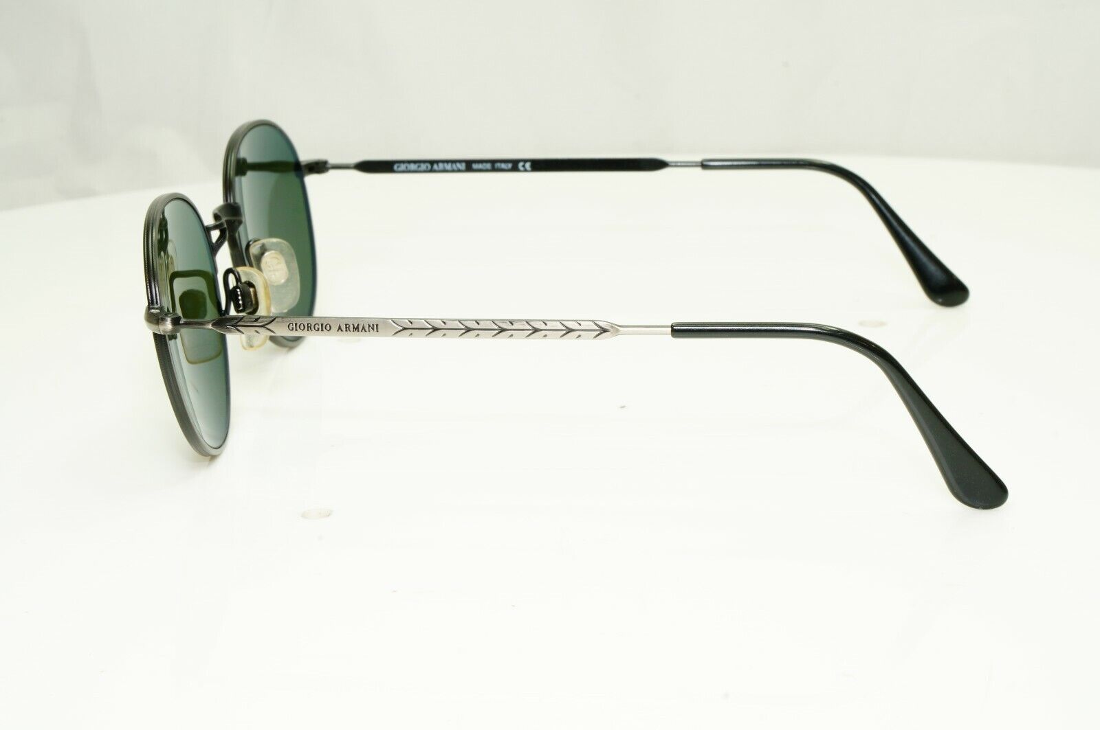 Giorgio Armani 1997 Vintage Sunglasses Gunmetal Glass Lens Round Metal 652 722