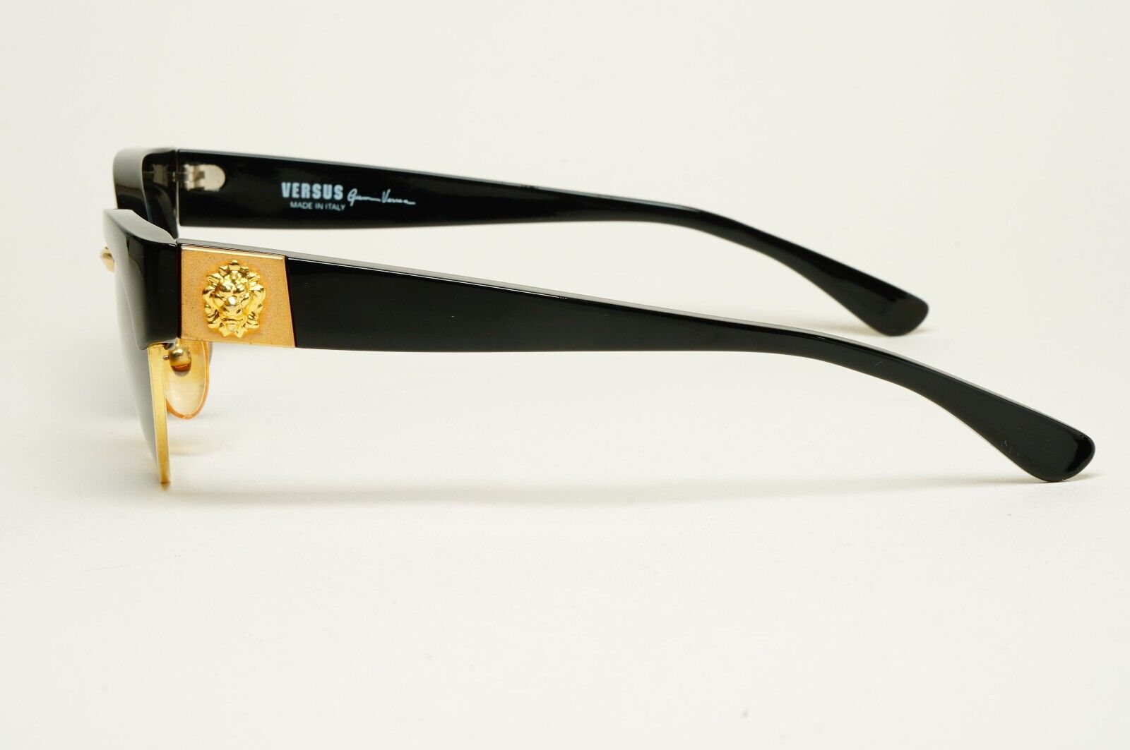 Versus Sunglasses 1996 by Gianni Versace Vintage Black Gold Lion MOD E22 COL 852